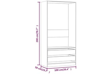 beBasic Garderobe grå sonoma 100x50x200 cm konstruert tre - GrÃ¥ - Oppbevaring - Klesoppbevaring - Garderober & garderobesystem