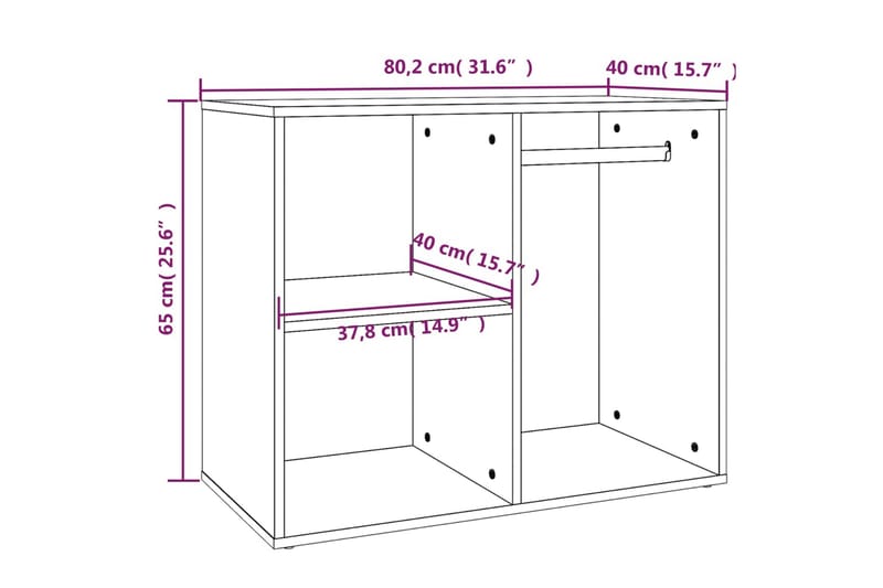 beBasic Sminkeskap røkt eik 80x40x65 cm konstruert tre - Brun - Oppbevaring - Klesoppbevaring - Garderober & garderobesystem - Garderobeskap & klesskap