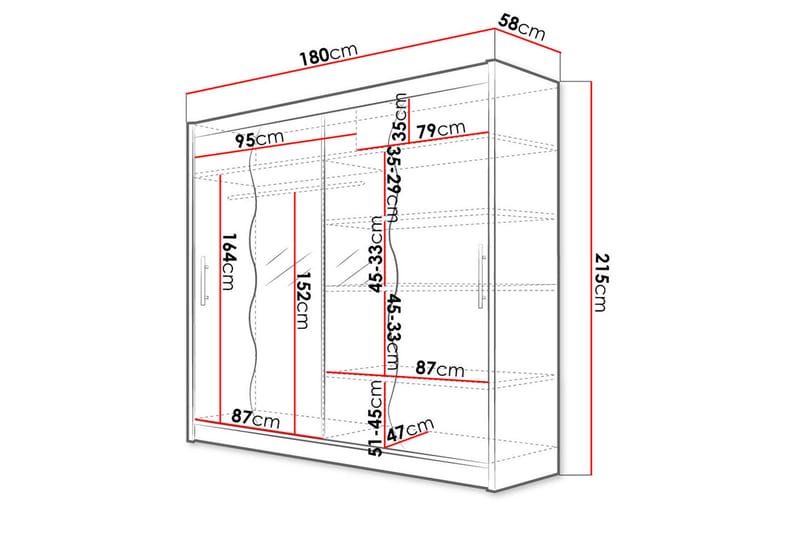 Bega Garderobe 180x57x215 cm - Beige / Hvit - Oppbevaring - Klesoppbevaring - Garderober & garderobesystem