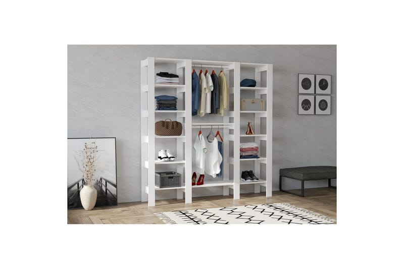 Bertoaria Garderobe 161x180 cm - Hvit - Oppbevaring - Klesoppbevaring - Garderober & garderobesystem