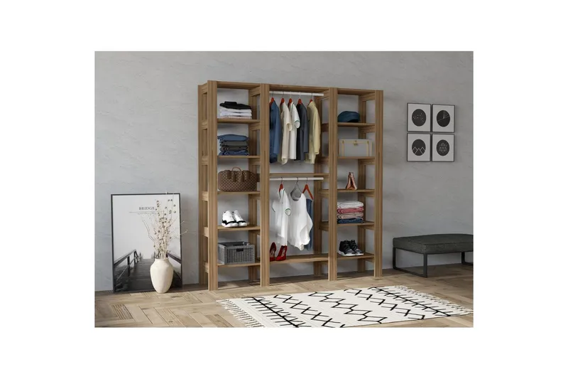 Bertoaria Garderobe 161x180 cm - Valnøtt - Oppbevaring - Klesoppbevaring - Garderober & garderobesystem