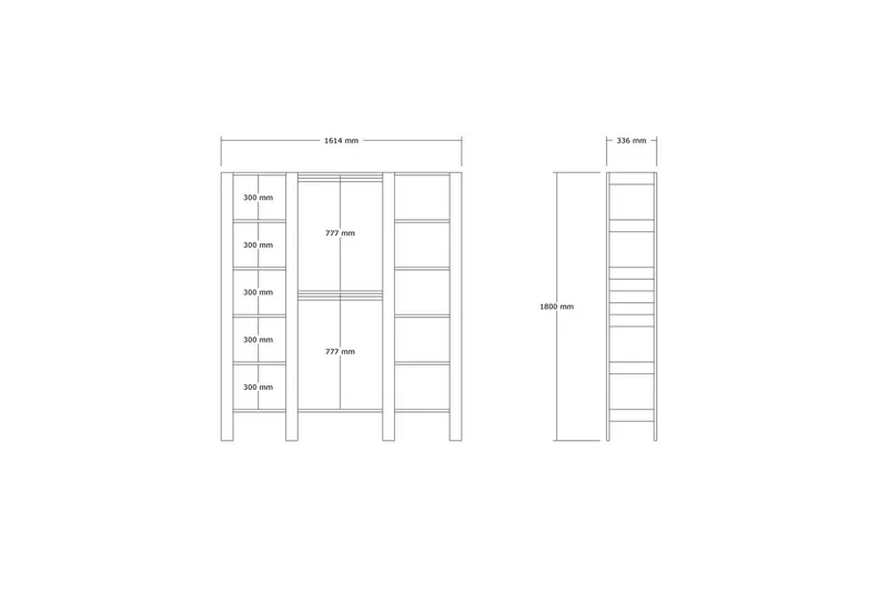 Bertoaria Garderobe 161x180 cm - Valnøtt - Oppbevaring - Klesoppbevaring - Garderober & garderobesystem