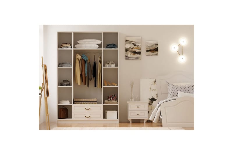 Beyric Garderobe 140x210 cm - Matt Hvit - Oppbevaring - Klesoppbevaring - Garderober & garderobesystem