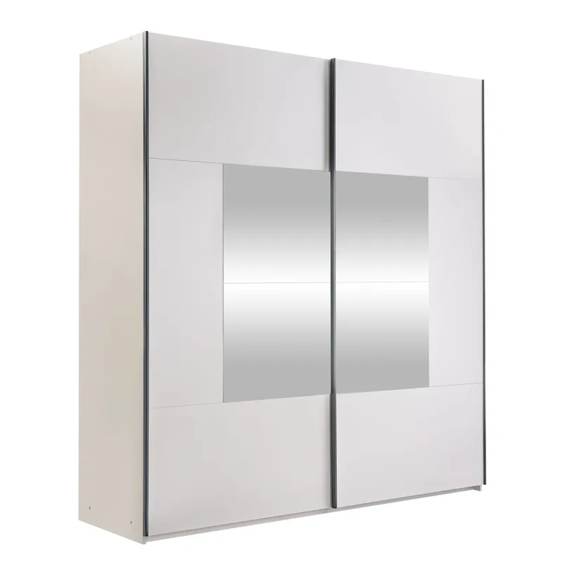 Binche Garderobeskapeskap med speil 200x215 cm - Beige - Oppbevaring - Klesoppbevaring - Garderober & garderobesystem