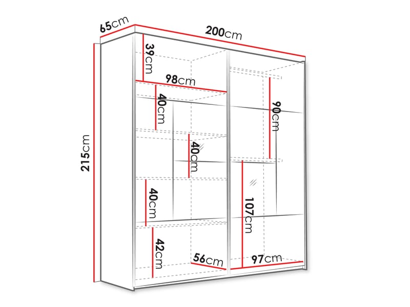 Binche Garderobeskapeskap med speil 200x215 cm - Beige - Oppbevaring - Klesoppbevaring - Garderober & garderobesystem