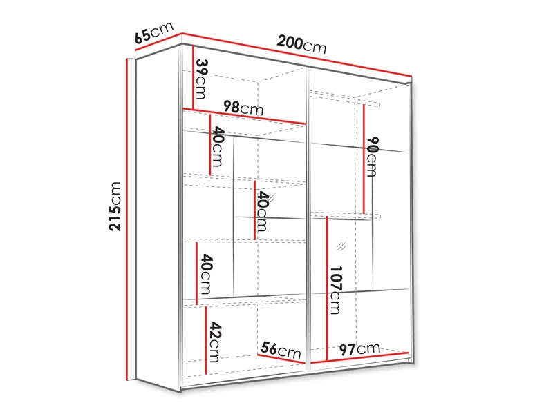 Binche Garderobeskapeskap med speil 200x215 cm - Beige - Oppbevaring - Klesoppbevaring - Garderober & garderobesystem
