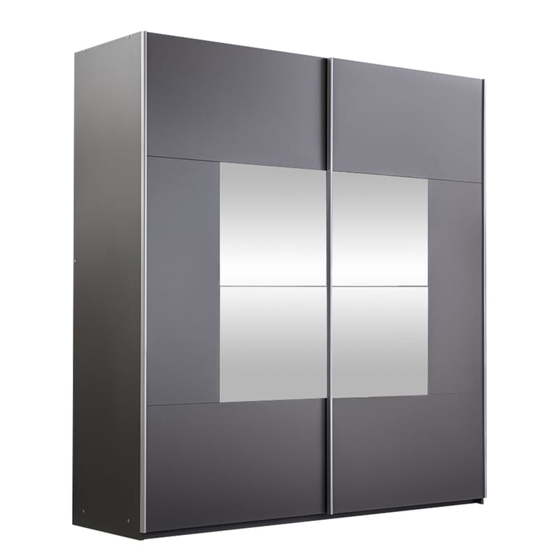 Binche Garderobeskapeskap med speil 200x215 cm - Grå - Oppbevaring - Klesoppbevaring - Garderober & garderobesystem