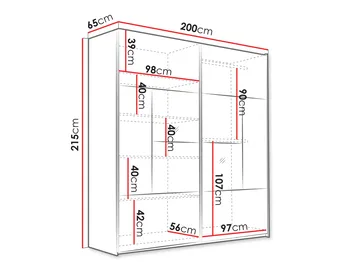 Binche Garderobeskapeskap med speil 200x215 cm - Grå - Oppbevaring - Klesoppbevaring - Garderober & garderobesystem