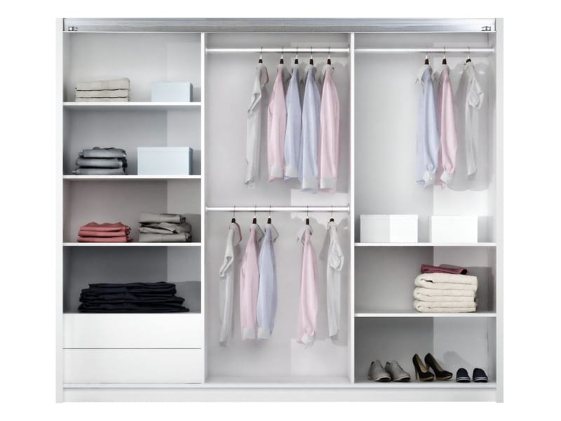 Binche Garderobeskapeskap med speil 250x215 cm - Beige - Oppbevaring - Klesoppbevaring - Garderober & garderobesystem