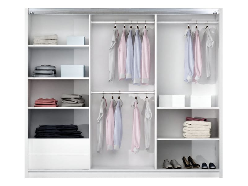 Binche Garderobeskapeskap med speil 250x215 cm - Beige - Oppbevaring - Klesoppbevaring - Garderober & garderobesystem