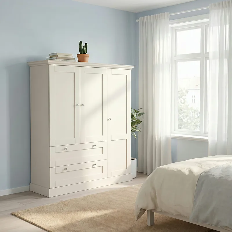 Binz garderobe 122x130 cm - Kasjmirkrem - Oppbevaring - Klesoppbevaring - Garderober & garderobesystem