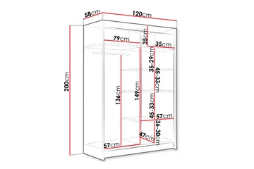 Biscayne Garderobeskap 120x200 cm - Hvit - Oppbevaring - Klesoppbevaring - Garderober & garderobesystem