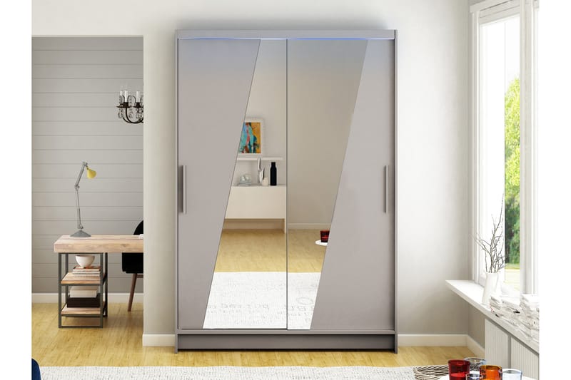 Biscayne Garderobeskap Med Speil 120x200 cm - Beige - Oppbevaring - Klesoppbevaring - Garderober & garderobesystem