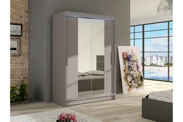Biscayne Garderobeskap Med Speil 120x200 cm - Beige - Oppbevaring - Klesoppbevaring - Garderober & garderobesystem