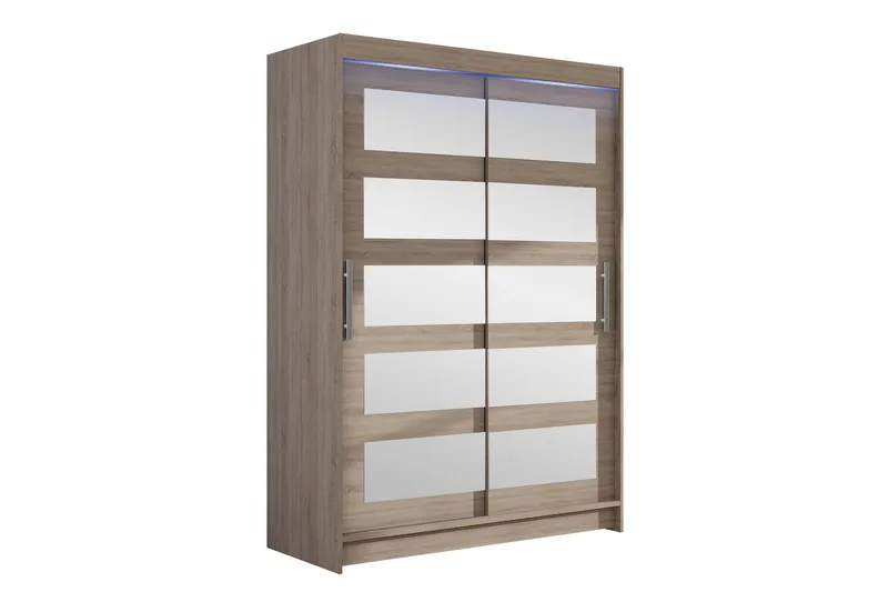 Biscayne Garderobeskap Med Speil 120x200 cm - Brun - Oppbevaring - Klesoppbevaring - Garderober & garderobesystem