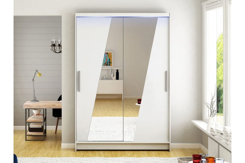 Biscayne Garderobeskap Med Speil 120x200 cm - Grå/Beige - Oppbevaring - Klesoppbevaring - Garderober & garderobesystem