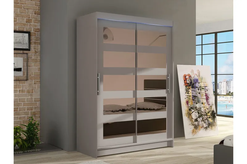 Biscayne Garderobeskap Med Speil 120x200 cm - Oppbevaring - Klesoppbevaring - Garderober & garderobesystem