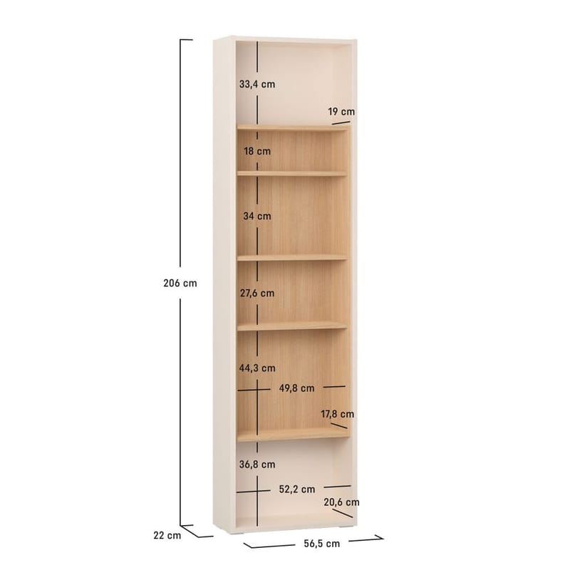 Bokhylle 4 You Fresh 4 Dører Side av Garderobe - 206 cm - Oppbevaring - Hyller - Bokhylle