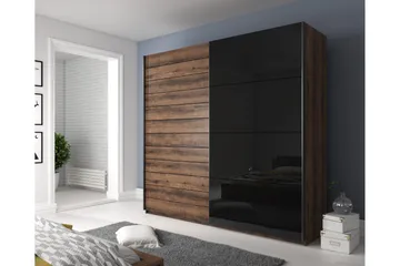 Bovera Garderobeskap 61x200 cm - Teak/Svart - Oppbevaring - Klesoppbevaring - Garderober & garderobesystem