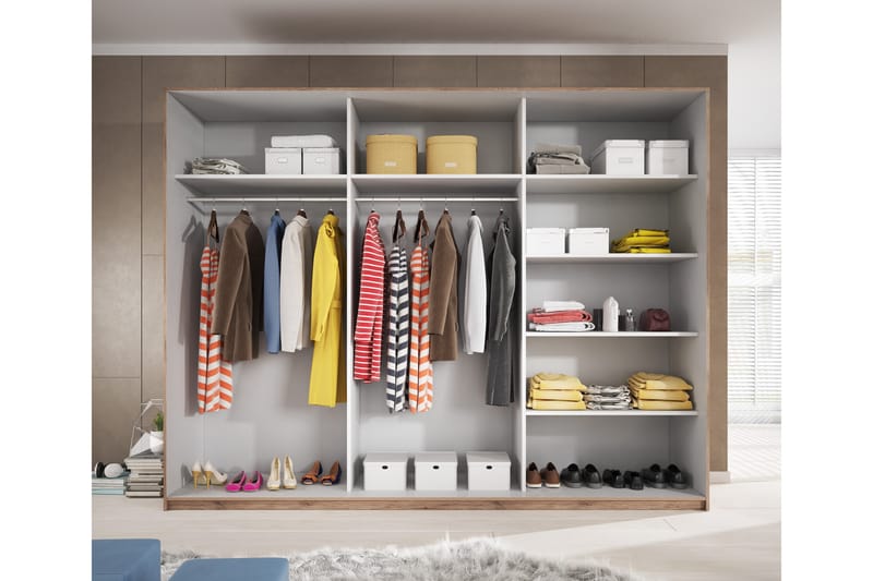 Bovera Garderobeskap 61x270 cm - Teak/Svart - Oppbevaring - Klesoppbevaring - Garderober & garderobesystem