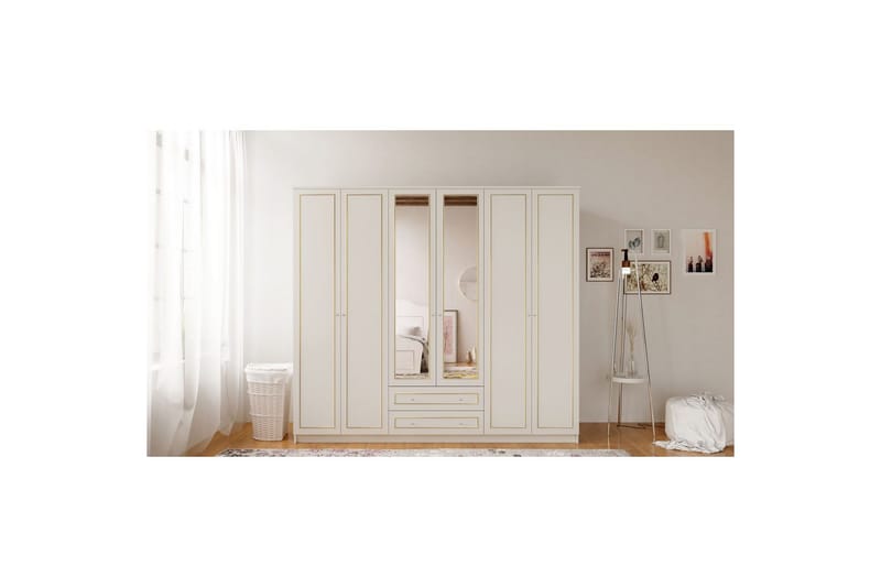 Branor Garderobesskåp 210x184 cm - Matt Hvit - Oppbevaring - Klesoppbevaring - Garderober & garderobesystem - Garderobeskap & klesskap