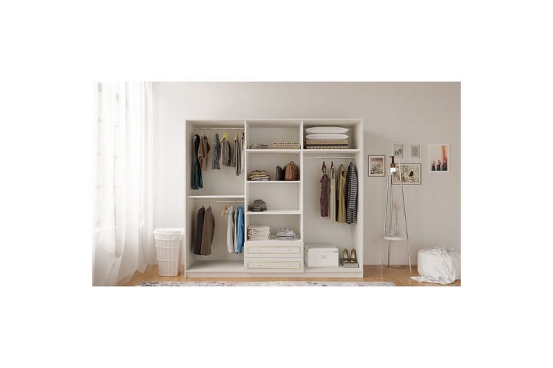 Branor Garderobesskåp 210x184 cm - Matt Hvit - Oppbevaring - Klesoppbevaring - Garderober & garderobesystem - Garderobeskap & klesskap