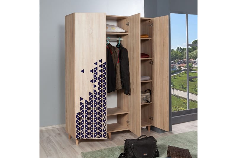 Brokind Garderobe 135 cm - Brun/Blå - Oppbevaring - Klesoppbevaring - Garderober & garderobesystem