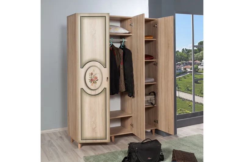 Brokind Garderobeskap 135 cm i Tre - Beige - Oppbevaring - Klesoppbevaring - Garderober & garderobesystem