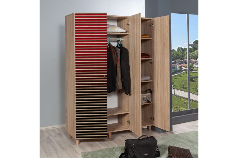 Brokind Garderobeskap 135 cm i Tre - Rød - Oppbevaring - Klesoppbevaring - Garderober & garderobesystem