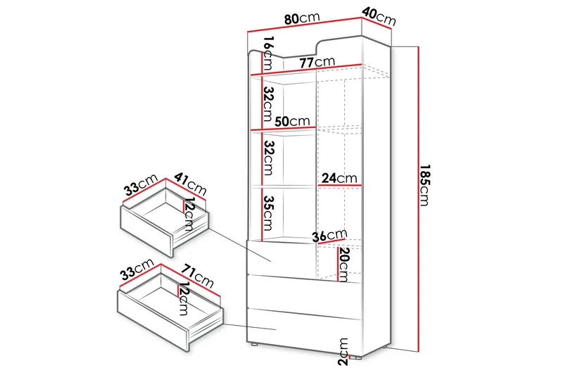 Buhan Garderobeskap 80x185 cm - Beige / Brun - Oppbevaring - Klesoppbevaring - Garderober & garderobesystem