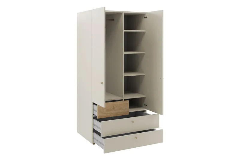 Buhan Garderobeskap 90x185 cm - Beige / Brun - Oppbevaring - Klesoppbevaring - Garderober & garderobesystem