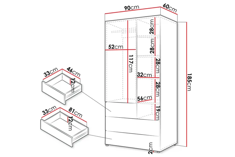 Buhan Garderobeskap 90x185 cm - Beige / Brun - Oppbevaring - Klesoppbevaring - Garderober & garderobesystem