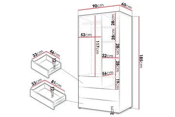 Buhan Garderobeskap 90x185 cm - Beige / Brun - Oppbevaring - Klesoppbevaring - Garderober & garderobesystem