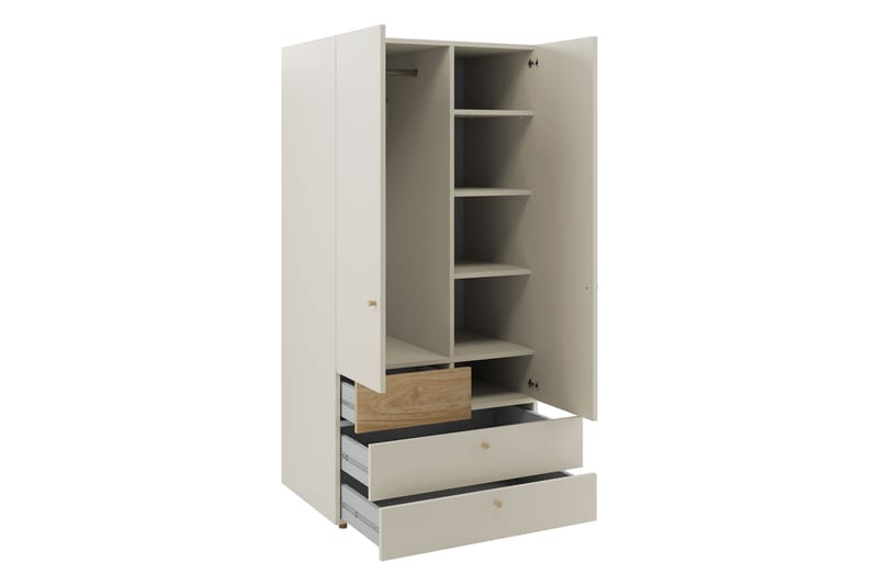 Buhan Garderobeskap 90x185 cm - Beige / Brun - Oppbevaring - Klesoppbevaring - Garderober & garderobesystem