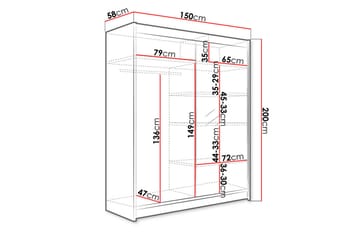 Camino Garderobe 150x58x200 cm - Beige/Hvit - Oppbevaring - Klesoppbevaring - Garderober & garderobesystem