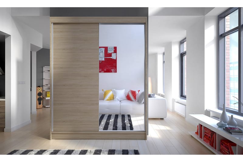 Camino Garderobe 150x58x200 cm LED-belysning - Brun - Oppbevaring - Klesoppbevaring - Garderober & garderobesystem
