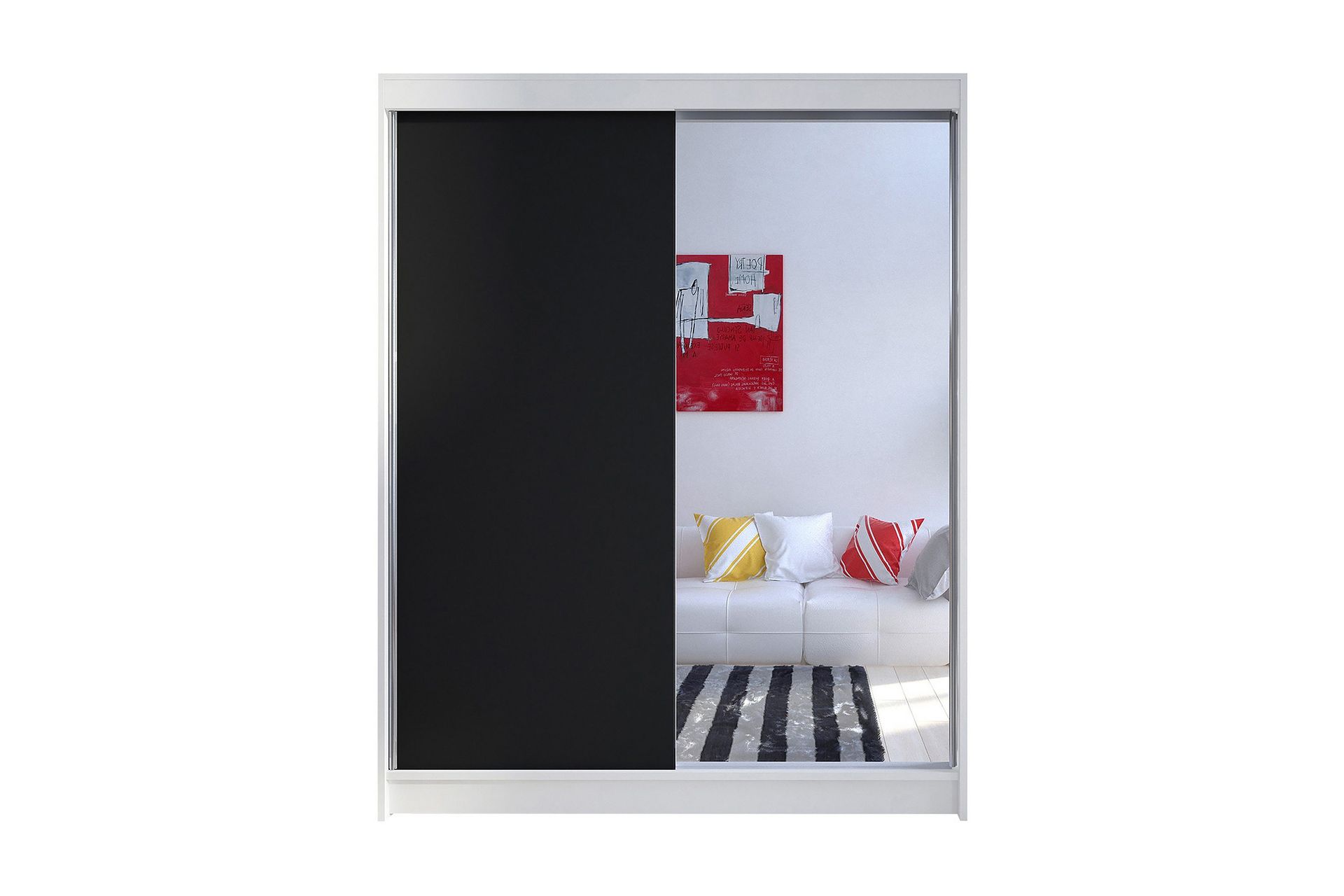 Camino Garderobe 150x58x200 cm LED-belysning - Hvit/Brun