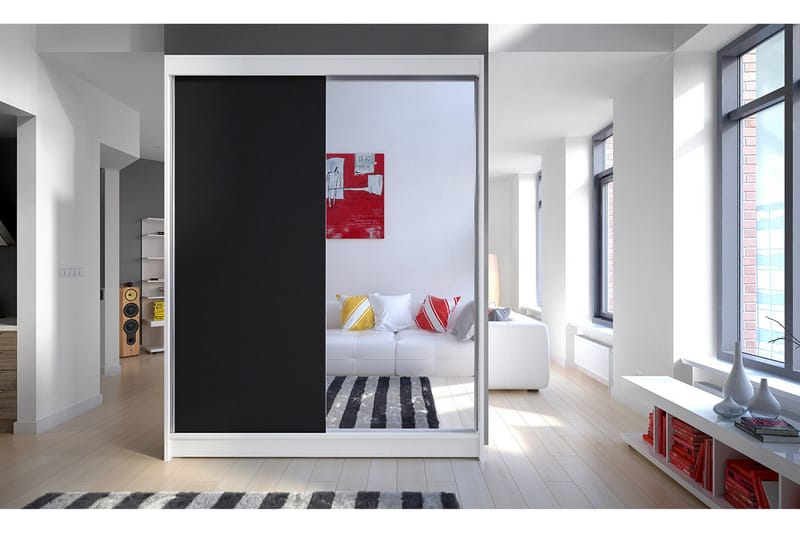 Camino Garderobe 150x58x200 cm LED-belysning - Hvit/Brun - Oppbevaring - Klesoppbevaring - Garderober & garderobesystem