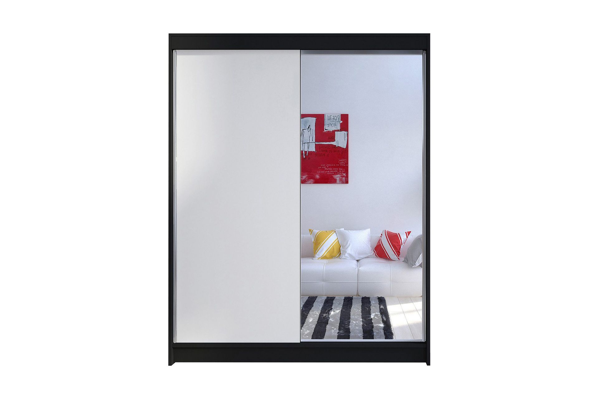 Camino Garderobe 150x58x200 cm LED-belysning - Svart/Hvit