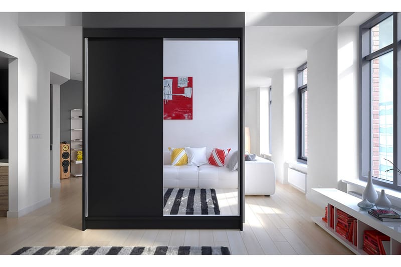 Camino Garderobe 150x58x200 cm LED-belysning - Svart/Svart - Oppbevaring - Klesoppbevaring - Garderober & garderobesystem