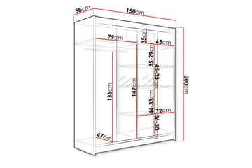Camino Garderobe 150x58x200 cm - Oppbevaring - Klesoppbevaring - Garderober & garderobesystem