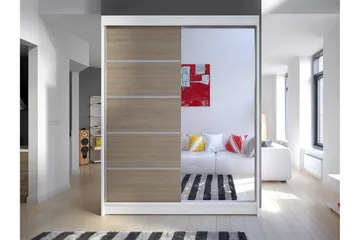 Camino Garderobe 58x150 cm LED-belysning - Hvit/Eik - Oppbevaring - Klesoppbevaring - Garderober & garderobesystem