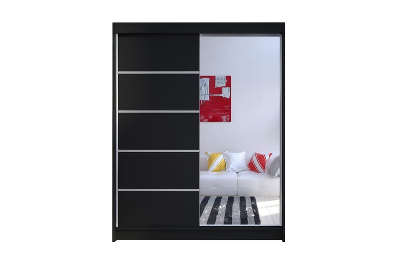 Camino Garderobe 58x150 cm LED-belysning - Svart - Oppbevaring - Klesoppbevaring - Garderober & garderobesystem