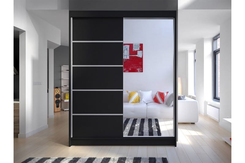 Camino Garderobe 58x150 cm LED-belysning - Svart - Oppbevaring - Klesoppbevaring - Garderober & garderobesystem