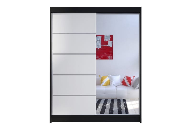 Camino Garderobe 58x150 cm LED-belysning - Svarthvit - Oppbevaring - Klesoppbevaring - Garderober & garderobesystem