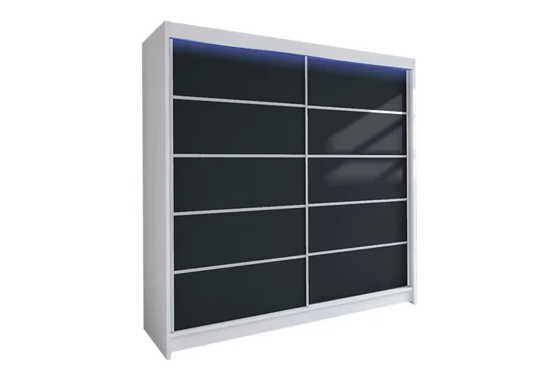 Canderbury Garderobe 180x215 cm, Svart/Hvit