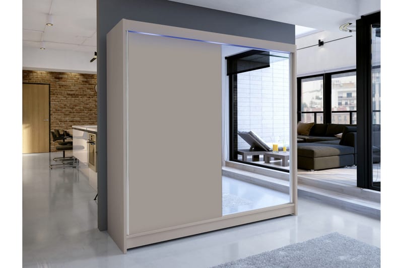 Canderbury Garderobe Med Speil 180x215 cm - Beige - Oppbevaring - Klesoppbevaring - Garderober & garderobesystem
