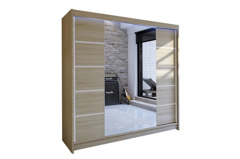 Canderbury Garderobe med Speil 180x215 cm, Beige