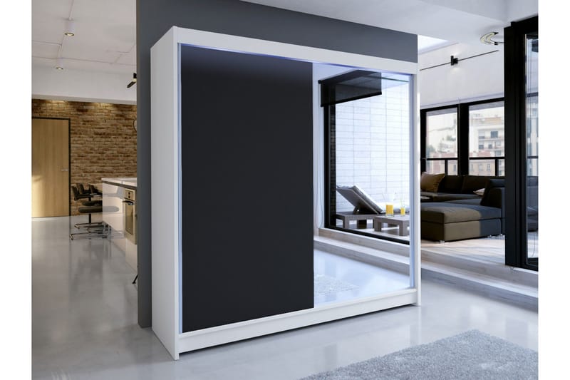 Canderbury Garderobe Med Speil 180x215 cm - Blå - Oppbevaring - Klesoppbevaring - Garderober & garderobesystem