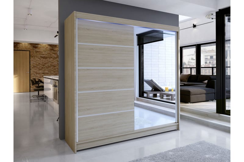 Canderbury Garderobe Med Speil 180x215 cm - Brun - Oppbevaring - Klesoppbevaring - Garderober & garderobesystem